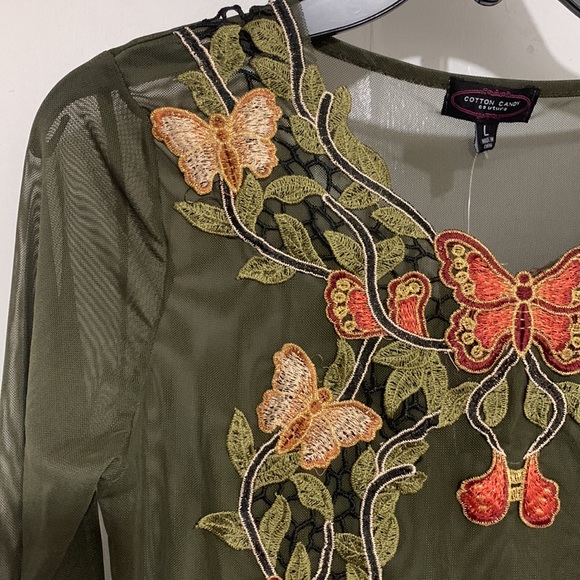 Cotton Candy Couture Green Mesh Butterfly Bodysuit - Picture 4 of 12